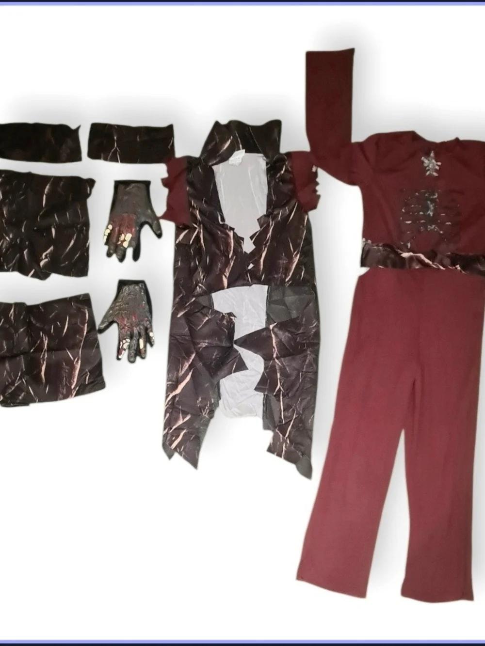Boys Zombie living dead Halloween costume with gloves size 10/12 Husky
